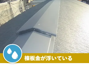 棟板金が浮いている